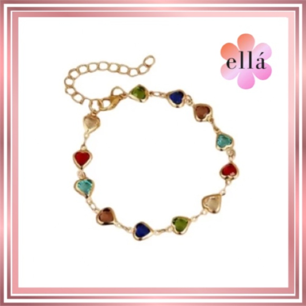 ELLA & ELLY Women’s Gold Toned Heart Bracelet or Ankle Bracelet